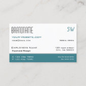 Carte De Visite Classique Blanc Turquoise élégant Simple avec Mono (Dos)