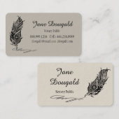 Carte De Visite Classique Boho Tribal Folk Art Plume Stylo Notaire (Devant / Derrière)