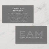 Carte De Visite Classique centré par monogramme texturisé gris (Devant / Derrière)