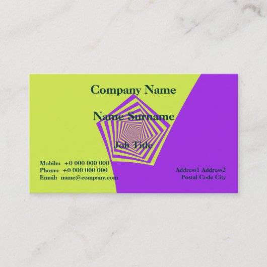 Carte de visite classique citron et spirale Lilac (Devant)