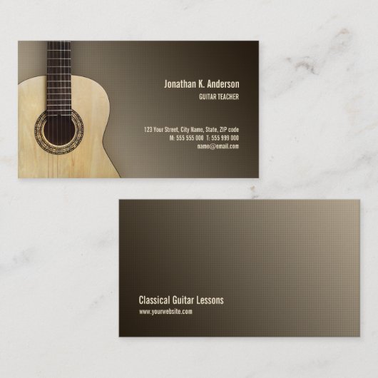 Carte de visite classique de professeur de leçons (Devant / Derrière)