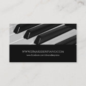 Carte De Visite Classique de professeur de musique de piano avec (Dos)