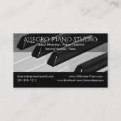 Carte De Visite Classique de professeur de musique de piano avec (Devant)