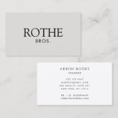 Carte De Visite Classique Élégant Professionnel Taupe Grey (Devant / Derrière)