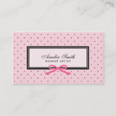 Carte De Visite Classique moderne rose Polka noir point rose ruban (Devant)