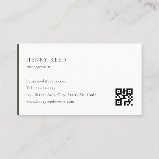 Carte De Visite Classique moderne Taupe foncé Monogramme QR code (Dos)
