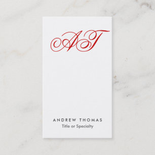 Carte de visite classique monogramme blanc