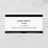 Carte De Visite Classique noir & blanc intemporel joaillier d'élég (Dos)