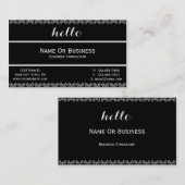 Carte De Visite Classique Noir Et Blanc Avec Message Hello (Devant / Derrière)