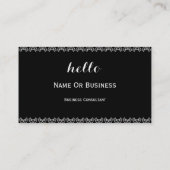 Carte De Visite Classique Noir Et Blanc Avec Message Hello (Dos)