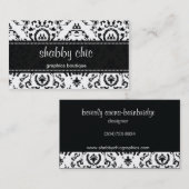 Carte de visite classique noir et blanc Damas (Devant / Derrière)