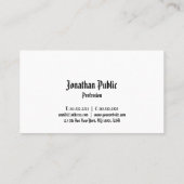 Carte De Visite Classique Nostalgale apparence simple professionne (Dos)