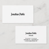 Carte De Visite Classique Nostalgale apparence simple professionne (Devant / Derrière)