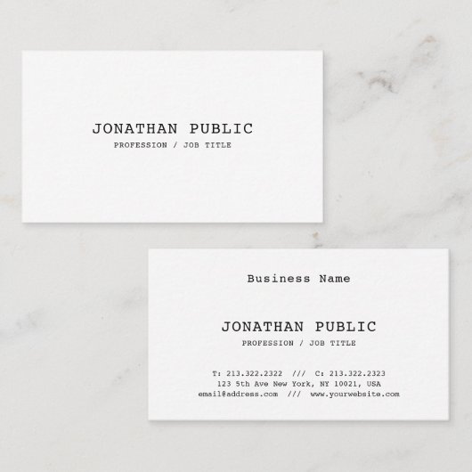 Carte De Visite Classique Nostalgique Look Cool Design élégant (Devant / Derrière)