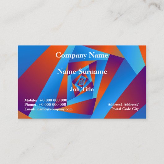 Carte de visite classique orange et spirale bleue (Devant)