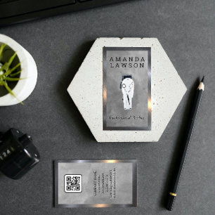 Carte De Visite Classique   Pince à cheveux et ciseaux   Code QR