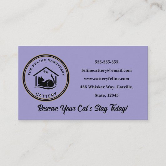 Carte de visite classique pour élevage de chats pe (Devant)