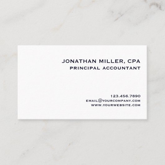 Carte De Visite Classique professionnelle simple (Devant)