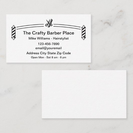 Carte de visite classique simple en barbier (Devant / Derrière)