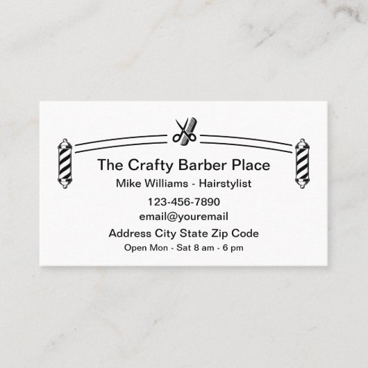 Carte de visite classique simple en barbier (Devant)