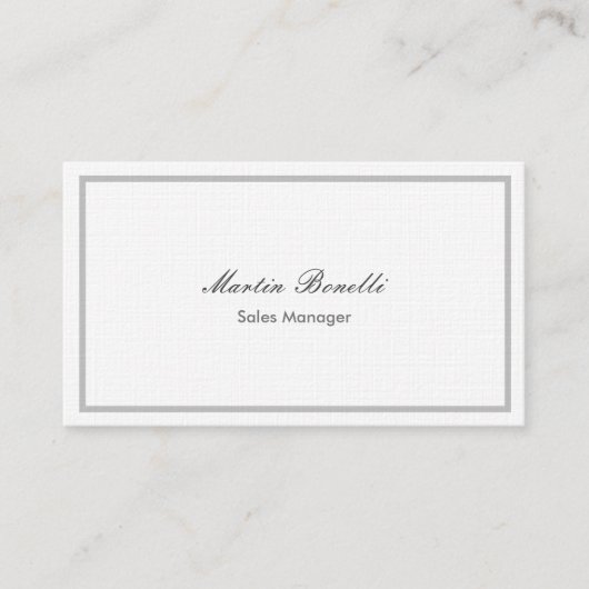Carte De Visite Classique Simple Lin Noir Blanc Double Face (Devant)