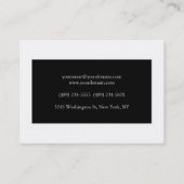 Carte De Visite Classique Simple Noir Blanc Plaine Unique (Dos)