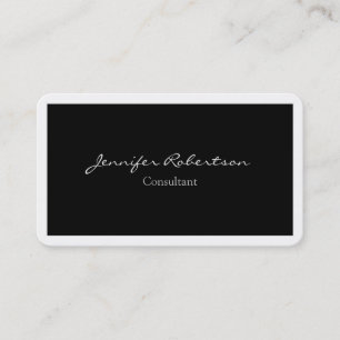 Carte De Visite Classique Simple Noir Blanc Plaine Unique