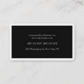 Carte De Visite Classique Simple Noir Blanc Plaine Unique (Dos)