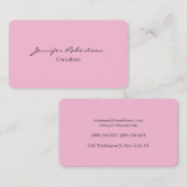 Carte De Visite Classique simple rose simple plaine unique (Devant / Derrière)