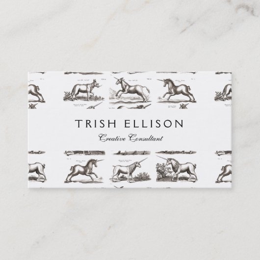 Carte De Visite Classique Unicorne Antique Mythique Magie Créature (Devant)