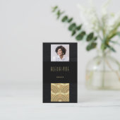 Carte De Visite Classy Art Déco Professional Black Gold Photo (Debout devant)