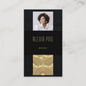 Carte De Visite Classy Art Déco Professional Black Gold Photo (Devant)
