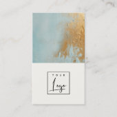Carte De Visite Classy Artistic Blue Gold Paint Texture Logo (Devant)