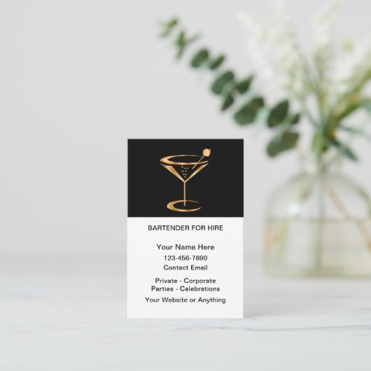 Carte De Visite Classy Bartender For Hire  (Debout devant)