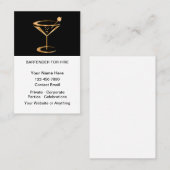 Carte De Visite Classy Bartender For Hire  (Devant / Derrière)