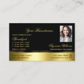 Carte De Visite Classy Black Gold Courbé Lignes de décoration Logo (Dos)