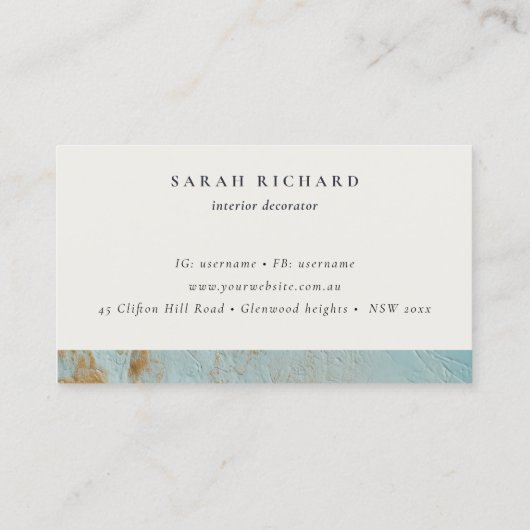 Carte De Visite Classy Blue Gold Paint Texture Rendez-vous (Dos)