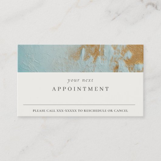 Carte De Visite Classy Blue Gold Paint Texture Rendez-vous (Devant)