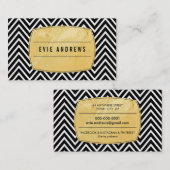 Carte De Visite CLASSY bold chevron motif panneau en or noir (Devant / Derrière)