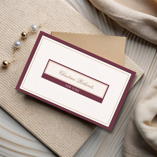Carte De Visite Classy Burgundy Ivory