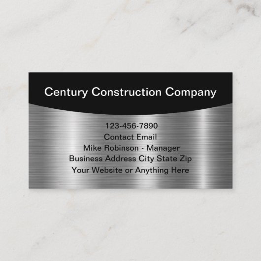 Carte De Visite Classy Cool Construction Business Profile Cards (Devant)