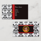 Carte De Visite CLASSY DAMASK MONOGRAM noir topaz orange platine (Devant / Derrière)