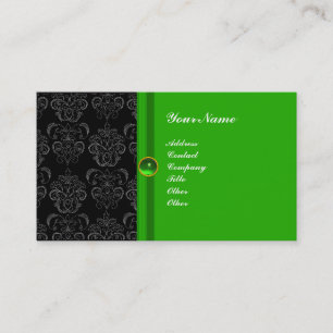Carte De Visite CLASSY DAMASK MONOGRAM vert émeraude