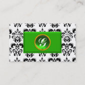 Carte De Visite CLASSY DAMASK MONOGRAM vert émeraude or (Dos)