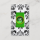 Carte De Visite CLASSY DAMASK MONOGRAM vert émeraude platine (Dos)