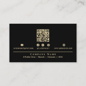 Carte De Visite Classy Elegant Black & Gold Shiny Oval Monogram (Dos)