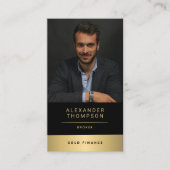 Carte De Visite Classy Elegant Gold Stripe CEO Photo professionnel (Devant)