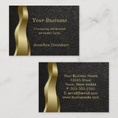 Carte de visite Classy en cuir noir et en or (Devant / Derrière)