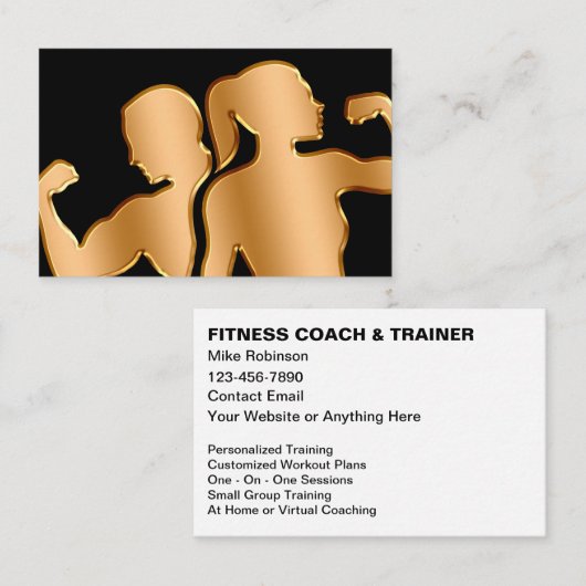 Carte De Visite Classy Fitness Coach And Trainer Upscale  (Devant / Derrière)