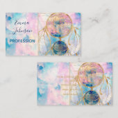 Carte De Visite Classy Gold Dreamcatcher Rainbow Clouds Sky design (Devant / Derrière)